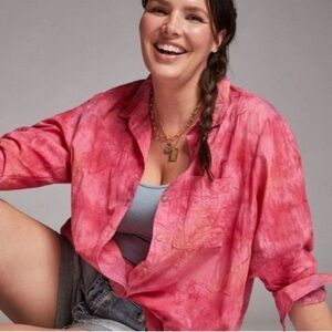 Anthropologie | Pilcro The Cate Long Sleeve Button Down Embroidery Detail Top S